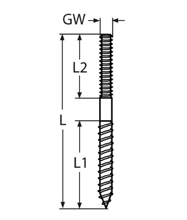 Dowel Screw With Left Hand Thread 5-10mm A4